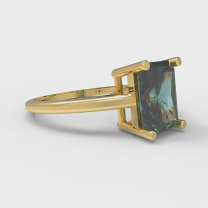 2 cttw Blue Moissanite Solitaire  Engagement Ring - Solid Gold (Emerald Cut,8x6mm)