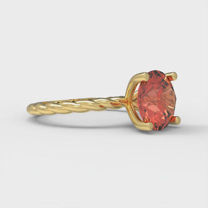 2 cttw Zirconia Simulated Red Diamond Solitaire  Engagement Ring - Solid Gold (VVS1, Round Cut,8.0mm)