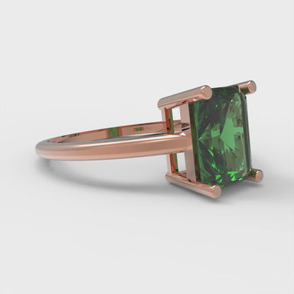 2 cttw Simulated Emerald Solitaire  Engagement Ring - Solid Gold (Emerald Cut,8x6mm)