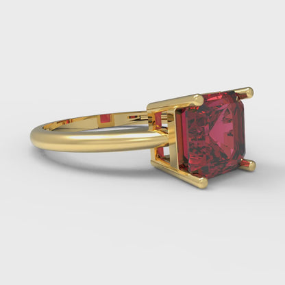 2 cttw Natural Garnet Solitaire  Engagement Ring - Solid Gold (Asscher Cut,7.0mm)