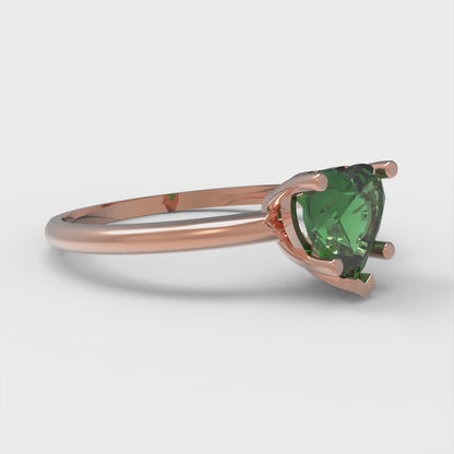 1.25 cttw Simulated Emerald Solitaire  Engagement Ring - Solid Gold (Heart Cut,7.0mm)
