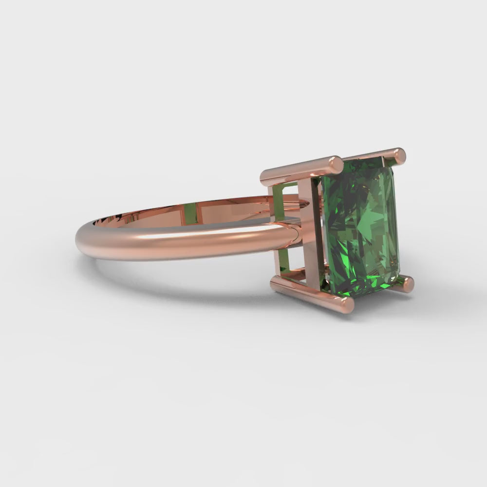 1.75 cttw Simulated Emerald Solitaire  Engagement Ring - Solid Gold (Radiant Cut,7.5x5.5mm)