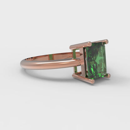 1.75 cttw Simulated Emerald Solitaire  Engagement Ring - Solid Gold (Radiant Cut,7.5x5.5mm)