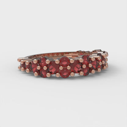 0.98 cttw Natural Garnet Round Cut Rose Gold Eternity Wedding Band