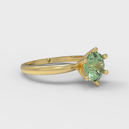 1 cttw Zirconia Simulated Green Diamond Solitaire  Engagement Ring - Solid Gold (VVS1, Round Cut,6.5mm)