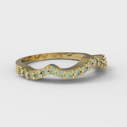 0.23 cttw Simulated Green Diamond Round Cut Yellow Gold Eternity Wedding Band