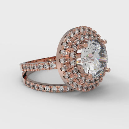 2.73 cttw Round Cut Moissanite Bridal Set - Solid Rose Gold Engagement Ring & Wedding Band