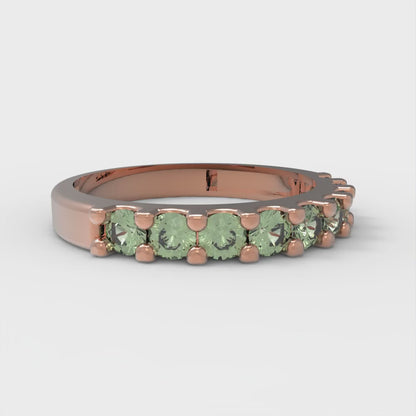 0.63 cttw Simulated Green Diamond Round Cut Rose Gold Eternity Wedding Band