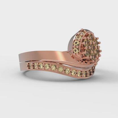 0.4 cttw Round Cut Natural Citrine Bridal Set - Solid Rose Gold Engagement Ring & Wedding Band