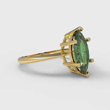 1.5 cttw Simulated Emerald Solitaire  Engagement Ring - Solid Gold (Marquise Cut ,11x5.5mm)