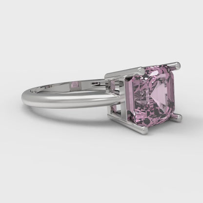 2 cttw Zirconia Simulated Pink Diamond Solitaire  Engagement Ring - Solid Gold (VVS1, Asscher Cut,7.0mm)