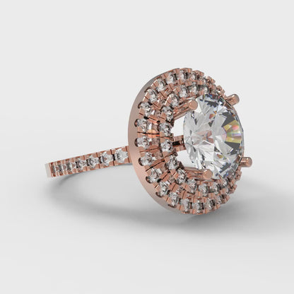 2.6 cttw Zirconia Simulated Diamond Hidden Halo Engagement Ring - Solid Rose Gold (VVS1, Round Cut,8.0mm)