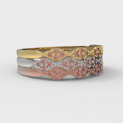0.3 cttw Simulated Red Diamond Round Cut White/Rose/Yellow Gold Eternity Wedding Band
