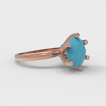 3 cttw Simulated Turquoise Solitaire  Engagement Ring - Solid Gold (Round Cut,9.0mm)