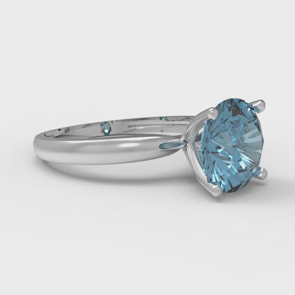 2 cttw Natural Aquamarine Solitaire  Engagement Ring - Solid Gold (Round Cut,8.0mm)