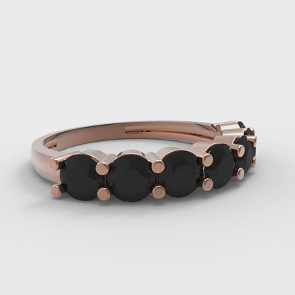 1.19 cttw Natural Onyx Round Cut Rose Gold Eternity Wedding Band