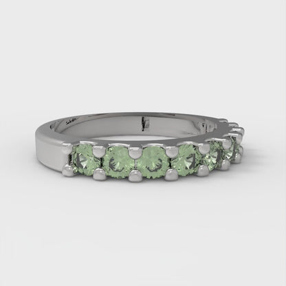 0.63 cttw Simulated Green Diamond Round Cut White Gold Eternity Wedding Band