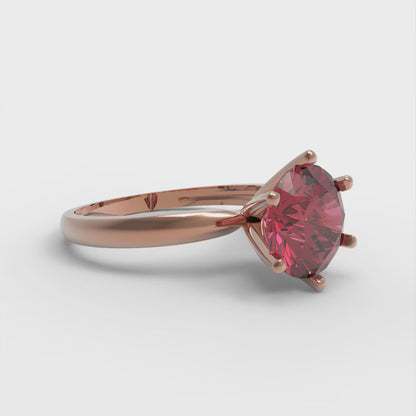 2 cttw Simulated Ruby Solitaire  Engagement Ring - Solid Rose Gold (VVS1, Round Cut,8.0mm)