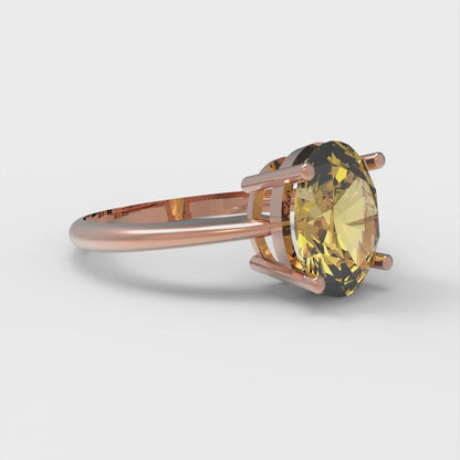 2 cttw Natural Citrine Solitaire  Engagement Ring - Solid Gold (Oval Cut,9x7mm)