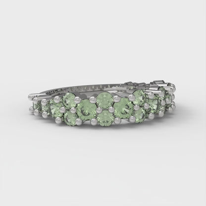 0.98 cttw Simulated Green Diamond Round Cut White Gold Eternity Wedding Band