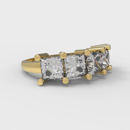 2.5 cttw Moissanite Princess Cut Yellow Gold Eternity Wedding Band