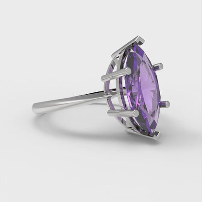 2.5 cttw Simulated Alexandrite Solitaire  Engagement Ring - Solid Gold (Marquise Cut ,13x6.5mm)