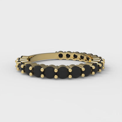 1.2 cttw Natural Onyx Round Cut Yellow Gold Eternity Wedding Band