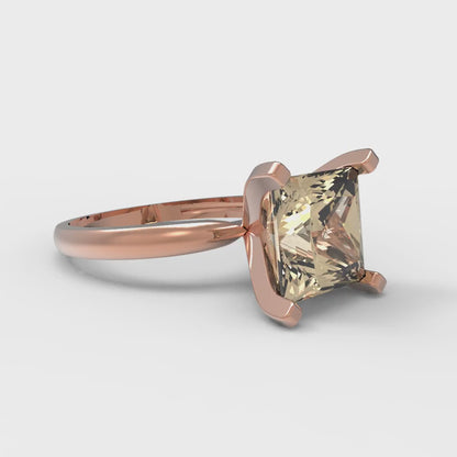 3 cttw Natural Morganite Solitaire  Engagement Ring - Solid Gold (Princess Cut,8.0mm)