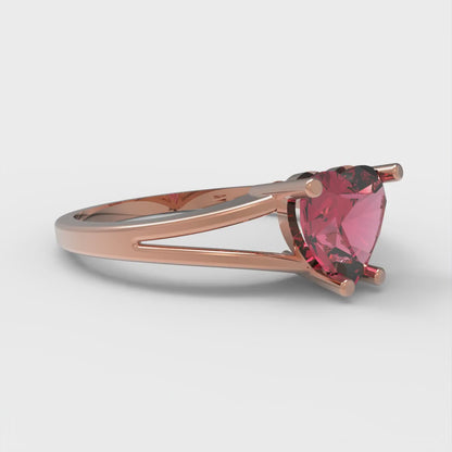 1 cttw Simulated Pink Tourmaline Solitaire  Engagement Ring - Solid Gold (Heart Cut,6.5mm)