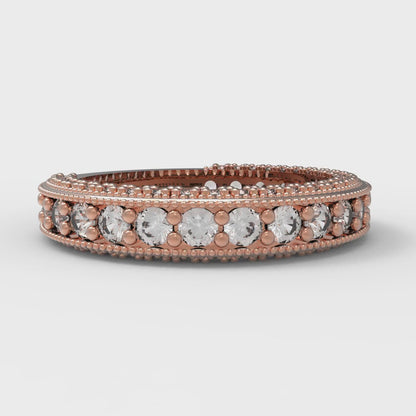 1.44 cttw Moissanite Round Cut Rose Gold Eternity Wedding Band