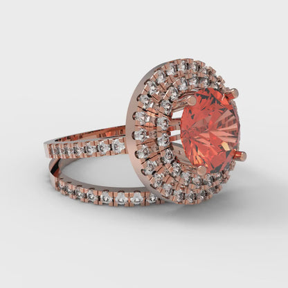 2.73 cttw Round Cut Simulated Red Diamond Bridal Set - Solid Rose Gold Engagement Ring & Wedding Band