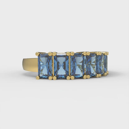 2.61 cttw Simulated Tanzanite Emerald Cut Yellow Gold Eternity Wedding Band