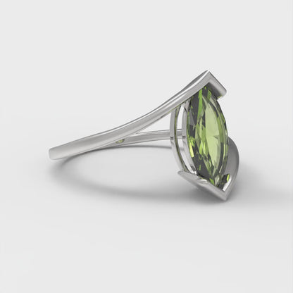 1 cttw Natural Peridot Solitaire  Engagement Ring - Solid Gold (Marquise Cut,10x8mm )