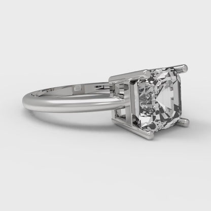 2 cttw White Sapphire Solitaire  Engagement Ring - Solid Gold (Asscher Cut,7.0mm)