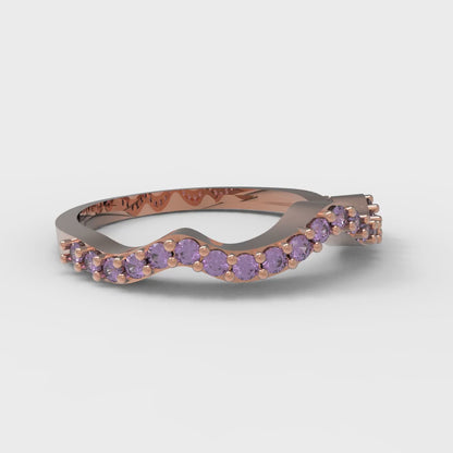 0.23 cttw Natural Amethyst Round Cut Rose Gold Eternity Wedding Band