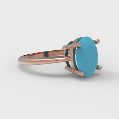 2 cttw Simulated Turquoise Solitaire  Engagement Ring - Solid Gold (Oval Cut,9x7mm)