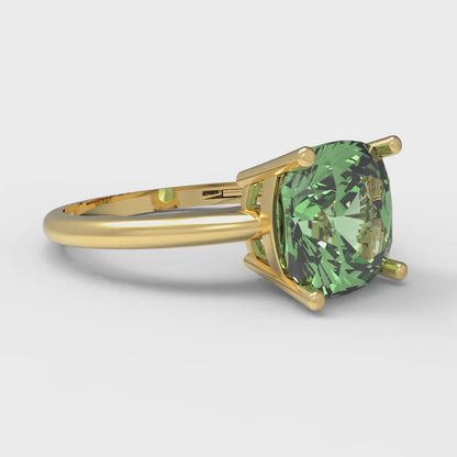 2.5 cttw Zirconia Simulated Green Diamond Solitaire  Engagement Ring - Solid Gold (VVS1, Cushion Cut,8mm)