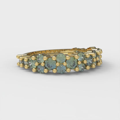 0.98 cttw Blue Moissanite Round Cut Yellow Gold Eternity Wedding Band