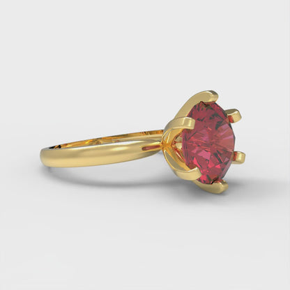 3 cttw Simulated Ruby Solitaire  Engagement Ring - Solid Gold (Round Cut,9mm)