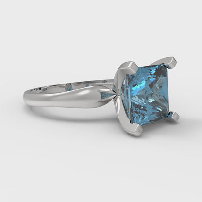 2.5 cttw Natural Sky Blue Topaz Solitaire  Engagement Ring - Solid Gold (Princess Cut,7.5mm)