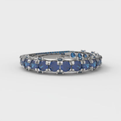3.13 cttw Simulated Tanzanite Round Cut White Gold Eternity Wedding Band