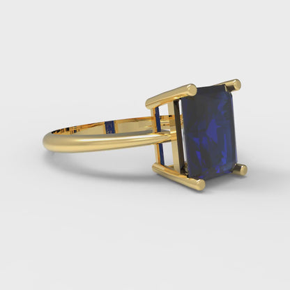 2.5 cttw Simulated Blue Sapphire Solitaire  Engagement Ring - Solid Gold (Radiant Cut,8.5x6.5mm)