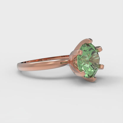 3 cttw Zirconia Simulated Green Diamond Solitaire  Engagement Ring - Solid Gold (VVS1, Round Cut,9.0mm)