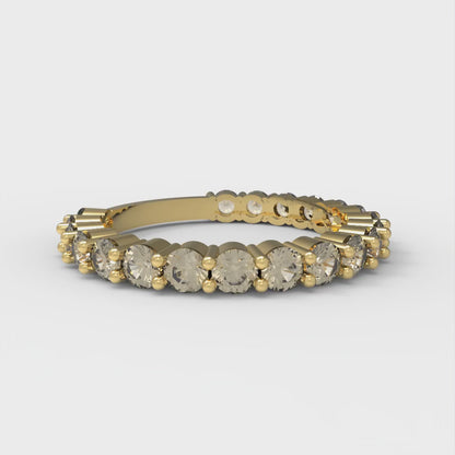 1.2 cttw Natural Morganite Round Cut Yellow Gold Eternity Wedding Band