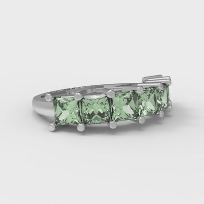 1.75 cttw Simulated Green Diamond Princess Cut White Gold Eternity Wedding Band