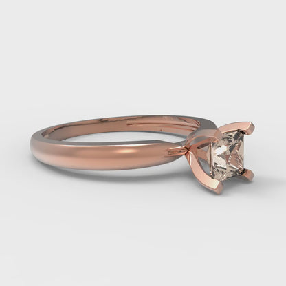0.5 cttw Yellow Moissanite Solitaire  Engagement Ring - Solid Rose Gold (VVS1, Princess Cut,4.5mm)