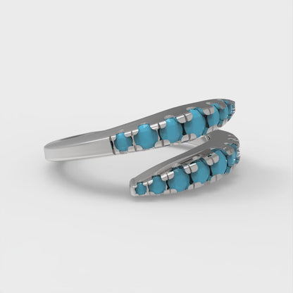 0.235 cttw Simulated Turquoise Round Cut White Gold Eternity Wedding Band