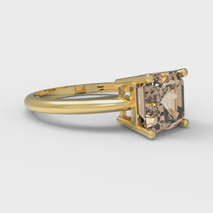 1.5 cttw Yellow Moissanite Solitaire  Engagement Ring - Solid Gold (Asscher Cut,6.5mm)