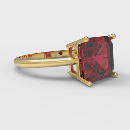 2.5 cttw Natural Garnet Solitaire  Engagement Ring - Solid Gold (Asscher Cut,8.0mm)