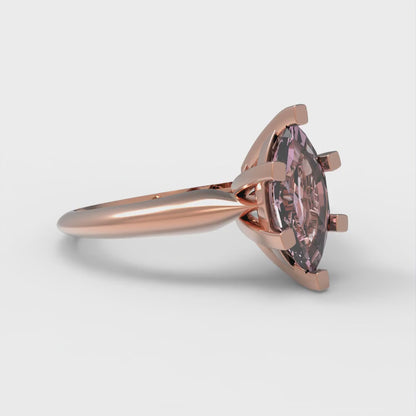 1 cttw Zirconia Simulated Pink Diamond Solitaire  Engagement Ring - Solid Gold (VVS1, Marquise Cut,10x5mm)